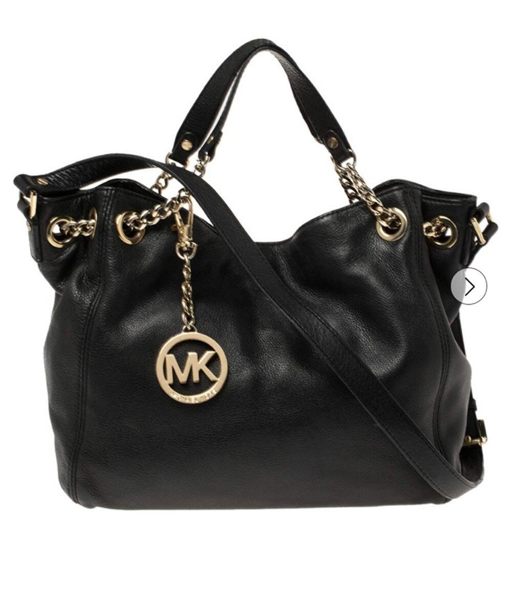 Michael Kors Jet Set Chain Slouch Shoulder Bag Black Pebbled Leather Gold Hardwa